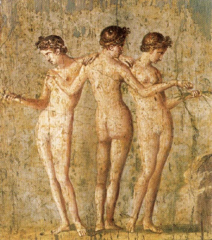 unknow artist Three Graces,from Pompeii oil painting picture